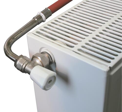 Kit complet de raccordement arrière pour radiateur PER Ø12 à sertir avec robinet manuel - Somatherm